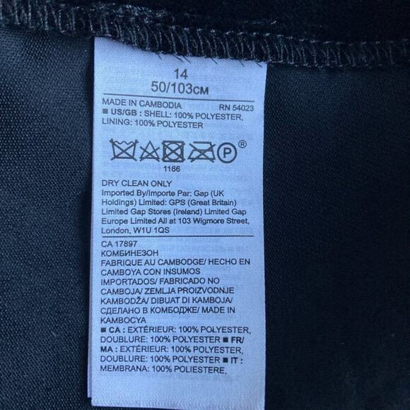 NWT (flawed) Banana Republic Black Velvet Cropped‎ Sleeveless Jumpsuit Sz 14 - Picture 11 of 12